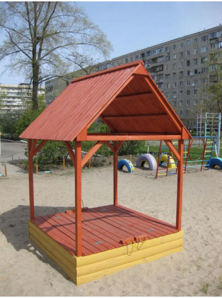 Пісочниця 150 см кольорова з кришкою і дахом