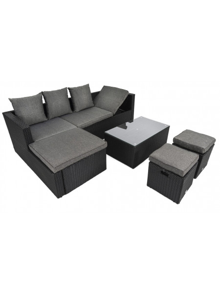 Садовий диван в комплекті Bologna чорний/сірий