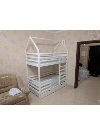 Кроватка домик двухъярусная 160 х 80 см