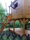 Домик деревянный двухэтажный с горкой винтовой