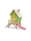 Детский деревянный домик Фантазия с горкой